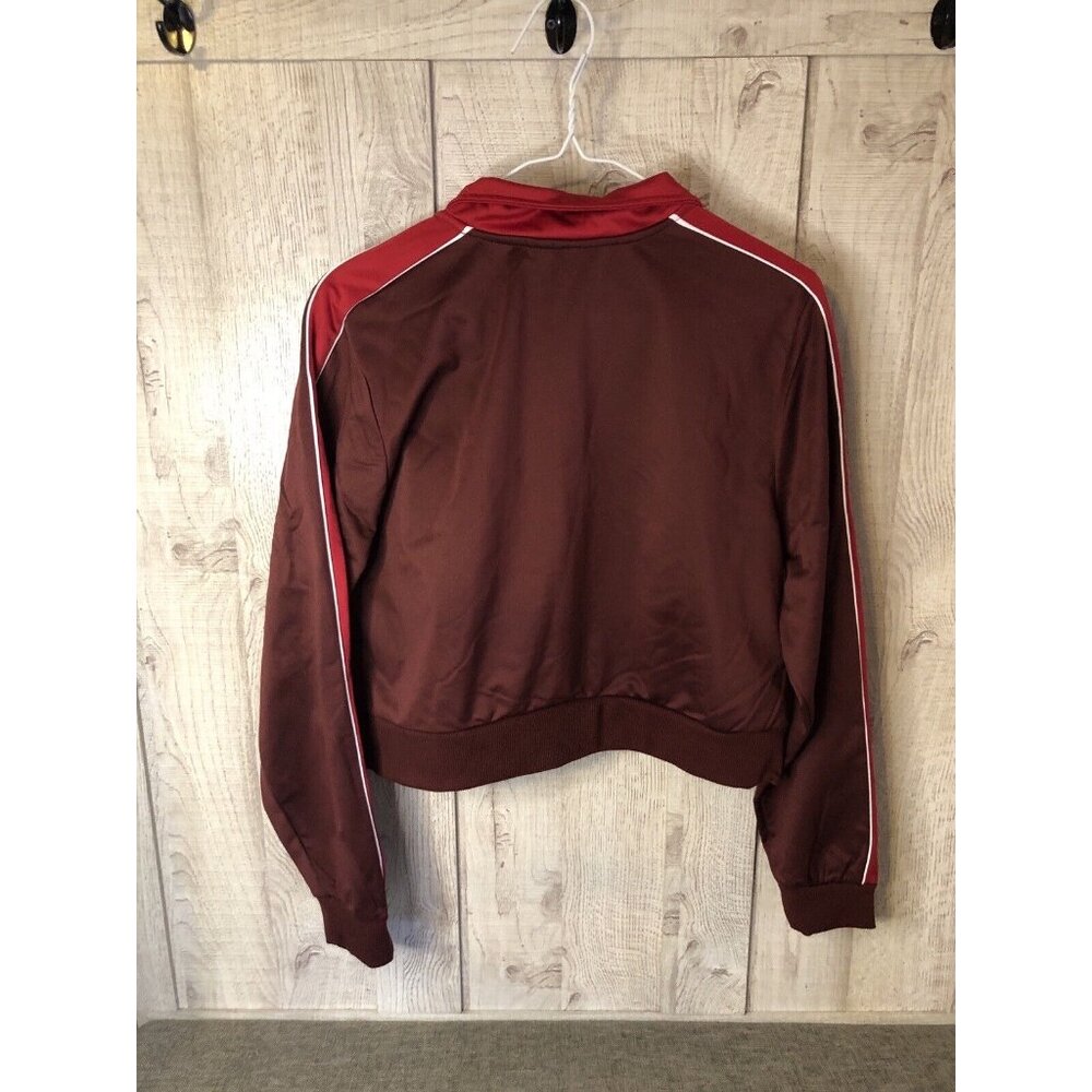Women's Coca-Cola Graphic Burgundy Red Zip Up Crop Jacket Size Large - Picture 3 of 5